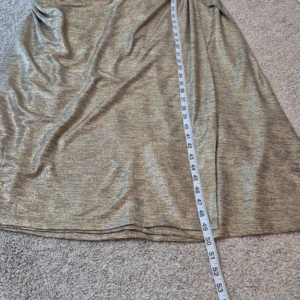 By Anthropologie Maxi Dress Womens Plus Size 1X Gold Shimmer Sleeveless - Picture 9 of 12